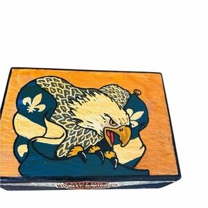 Vintage Handmade Harley Davidson Wooden Trinket Box-So much life in it!